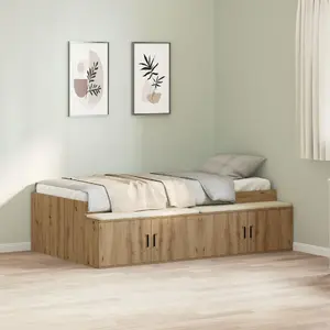 Кровать с местом для хранения VidaXL 80x200 см, отделка Дуб ремесленный