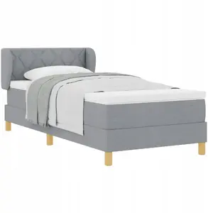 Кровать Box Spring с матрасом VidaXL 90x200 см Светло-серая ткань