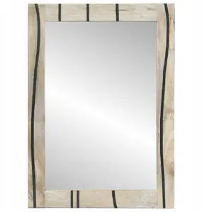 Bathroom mirror VidaXL 50 x 2.5 x 70 cm, brown and silver frame