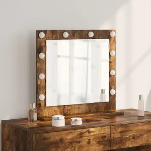 Mirror VidaXL vanity mirror Smoked Oak finish, wood-based material (model 868289)
