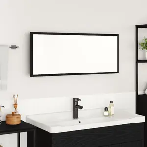 Bathroom mirror VidaXL model 875421 — large wall mirror with glass and black oak-effect MDF frame
