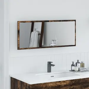 Bathroom LED Mirror VidaXL 90 x 8.5 x 37 cm, Smoke Oak, Wood-Based Material