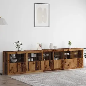 vidaXL Konsoles galdiņš ar LED gaismu Stare Drewno 283x37x67 cm, inženierkoks