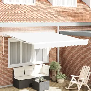 Маркиза выдвижная VidaXL 350x250 см белая — уличное солнцезащитное покрытие, управление не указано