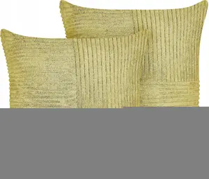 Seat Cushion Set Beliani MILLET — 2 Corduroy Olive Cushions