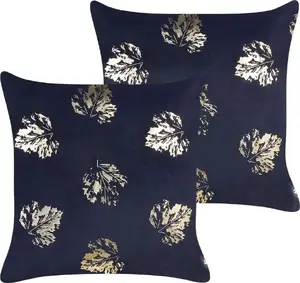 Decorative velour cushions Beliani 45 x 45 cm black, set of 2