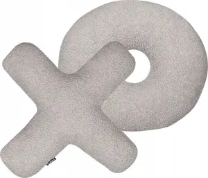Decorative cushions Beliani HESPERIS set of 2, letter pattern, teddy fabric, light gray