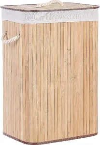 Bamboo storage basket with lid Beliani KOMARI — light wood finish