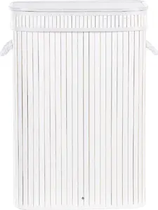 Bamboo laundry basket with lid Beliani KALUTARA — white