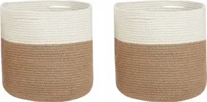 Storage baskets set Beliani ARDESEN — 2 cotton baskets, beige and white