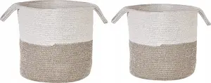 Storage baskets set Beliani PAZHA — 2 cotton baskets, white with beige