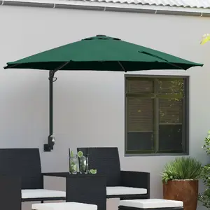 Patio Parasol VidaXL Large Green Metal Frame Polyester Canopy with Adjustable Tilt