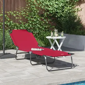 Складной красный шезлонг VidaXL из ткани Oxford 600D, модель 42003142