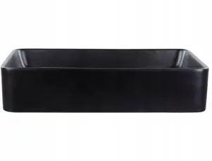 Bathroom countertop washbasin Beliani CHIVANA 51 x 34 cm black