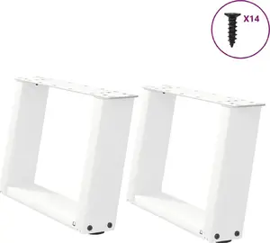Table Legs VidaXL, set of 2, white steel, 40 x (30–31) cm height adjustable
