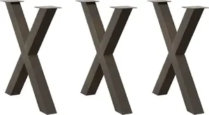 Ножки для стола VidaXL 4012995, комплект 3 шт., натуральная сталь, высота 72–73 см, фланец Ø80 мм