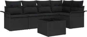 Outdoor sofa set VidaXL 6-piece beige with cushions, polyrattan