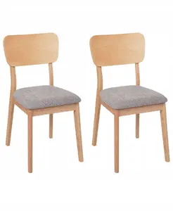 Dining chair set Beliani MINIER, 2 chairs, light brown wood finish