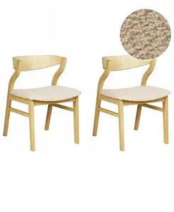 Dining chairs set Beliani MAROA, 2 pieces, light beige wood frame and seat