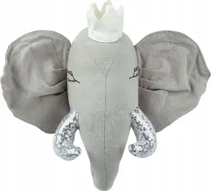 Wall decoration Beliani TANTOR plush elephant gray — decorative soft wall ornament