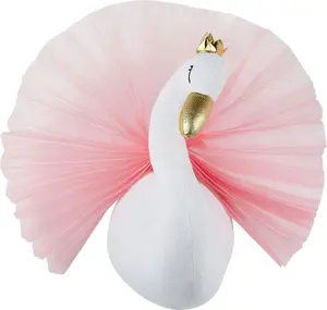 Wall decoration Beliani ODETTA white plush swan — decorative wall ornament