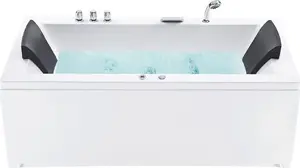 Corner bathtub Beliani VARADERO 183 x 90 cm right with LED and hydromassage, white