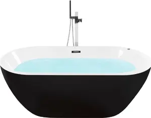 Freestanding bathtub Beliani NEVIS with LED and hydromassage 170 x 80 cm, black