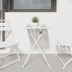 Salokāms dārza galds VidaXL 55×55×73 cm Balts Tērauds
