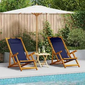 Folding beach chairs set VidaXL model 3325143, 2-piece, blue