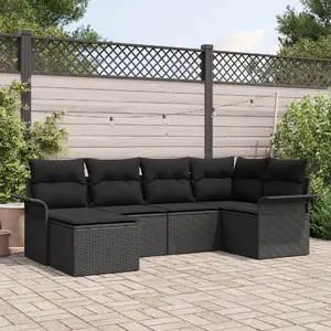 Outdoor sofa set VidaXL 6-piece with cushions, black rattan-effect
