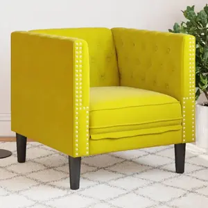 Krēsls VidaXL Chesterfield, dzeltena samta apdare, modelis 372679