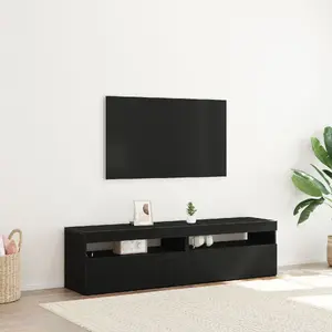 Тумбы TV VidaXL 2 шт. с LED-подсветкой, цвет чёрный дуб, 75×35×40 см, инженерная древесина