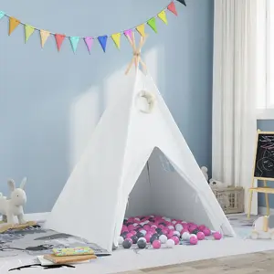 Bērnu teepee rotaļu telts VidaXL modelis 3385872 persiku krāsā ar somu un baltām bumbiņām