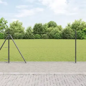 Ограждение VidaXL Hexagon серое 0,8x25 м сталь с 13 опорами 32 мм Ø х 90 см оцинкованная сталь