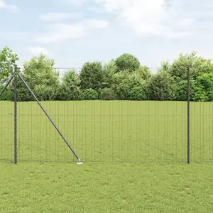 VidaXL metāla žogs Euro ar 7 stabiņiem un asinīm 1,5 x 10 m cinkots tērauds pelēks