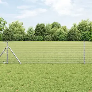Metināta stiepļu žogs VidaXL ar 13 stabiņiem 0,4 x 50 m cinkots tērauds