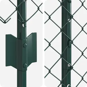 Ограждение из сетки-рабицы с 10 столбами VidaXL 1,2 x 10 м Зеленое Сталь