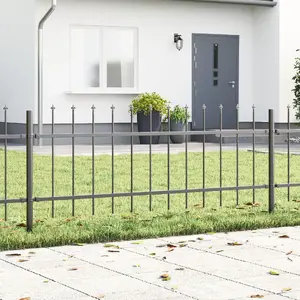 Fence with Sharp Tips Grey 8.5 x 0.6 m Steel VidaXL