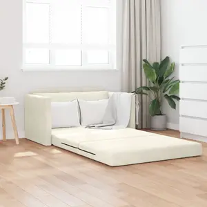 Floor sofa with bed function VidaXL 2-in-1, cream velour, 124×204×61 cm