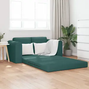 Диван-кровать VidaXL 2-в-1 тёмно-зелёный тканевый 148x71x83 см