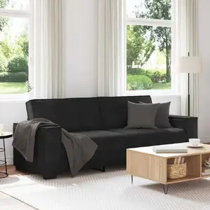 3-vietīgs dīvāns VidaXL 180 cm, melna samta apdare, modelis 4105035