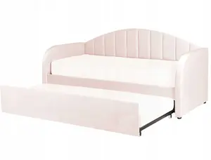 Izvelkama gulta Beliani Eyburie 90 x 200 cm velveta pasteļrozā