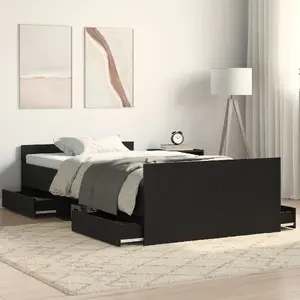 Gultas rāmis VidaXL modelis 3329326 Melnais ozols 100x200 cm no koksnes plāksnēm
