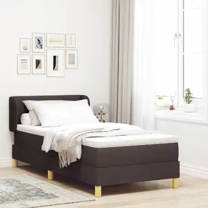 Континентальная кровать VidaXL с матрасом 90x200 см, тёмно‑коричневая ткань