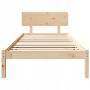 Gulta ar galvgali VidaXL 100x200 cm ciets priedes koks