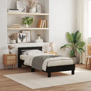 Каркас кровати с подсветкой VidaXL 90x190 см Черный дуб Инженерная древесина