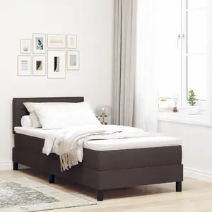 Каркас кровати с матрасом VidaXL модель 3342103, тёмно-коричневая ткань, 90 x 200 см