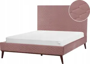 Кровать Beliani BAYONNE 140 x 200 см велюр розовая
