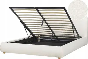 Кровать с ящиком Beliani BLAGNAC 160 x 200 см белый букле
