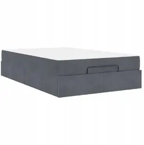 Bed frame with mattress VidaXL 120 x 190 cm dark grey velvet